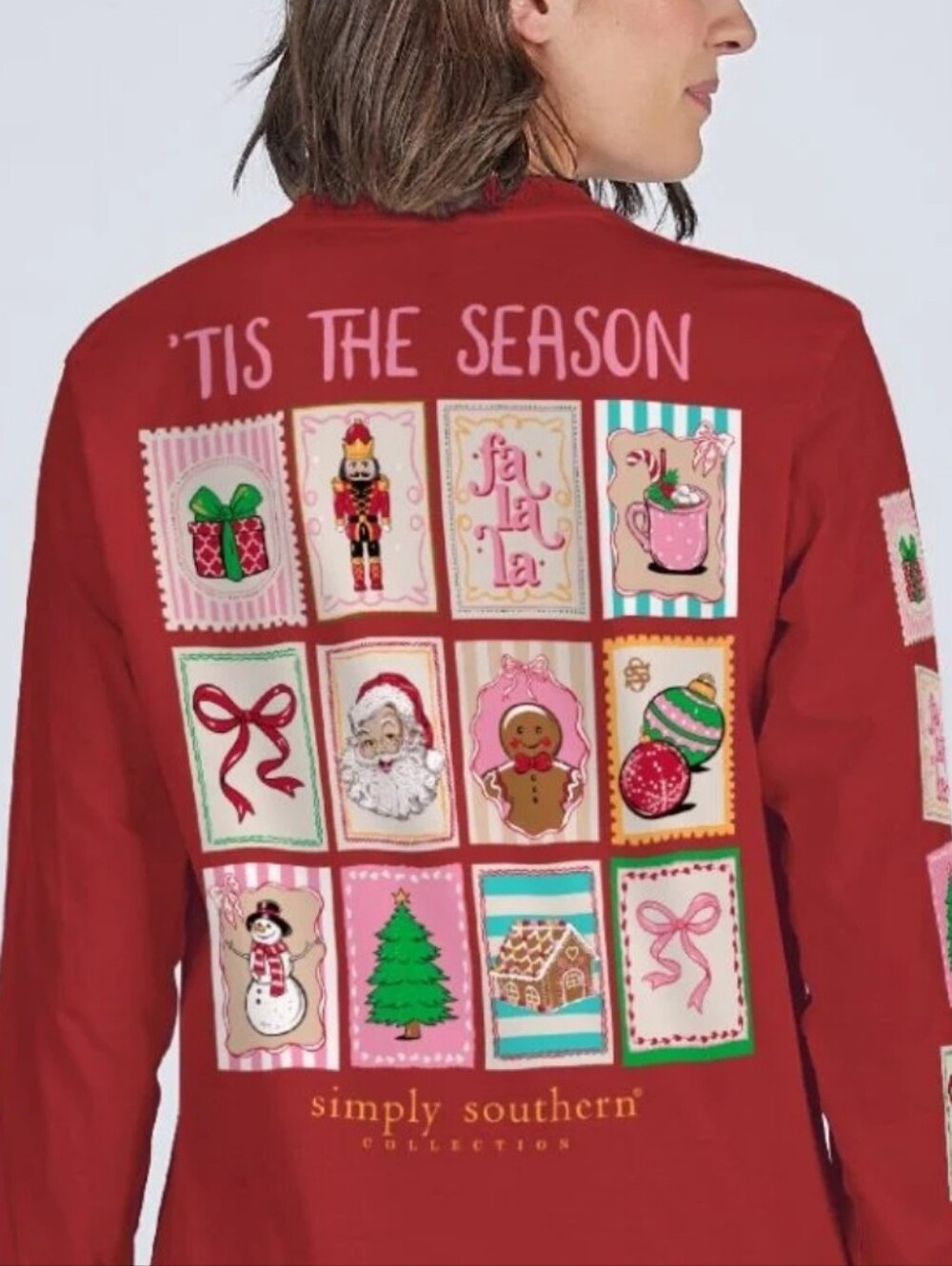 NWT Simply Southern 'Tis The Season Holiday Stamp Long Sleeve